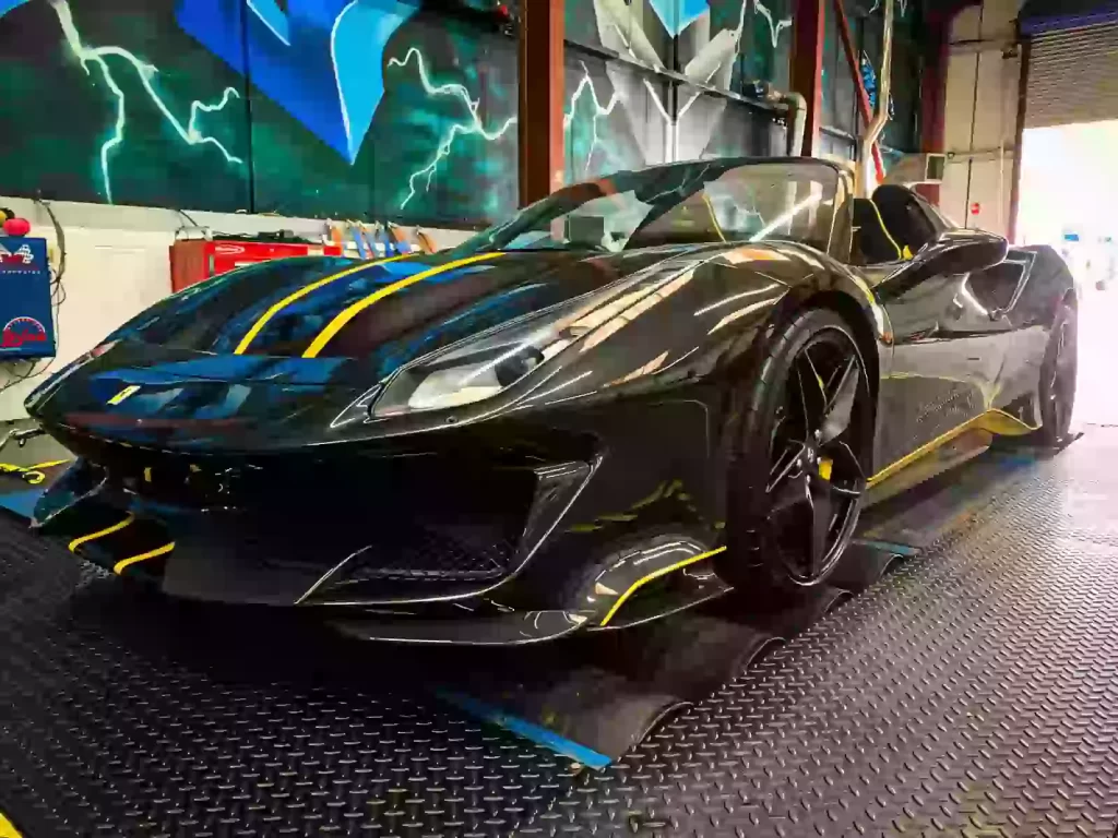 Ferrari Pista on dyno in Plymouth