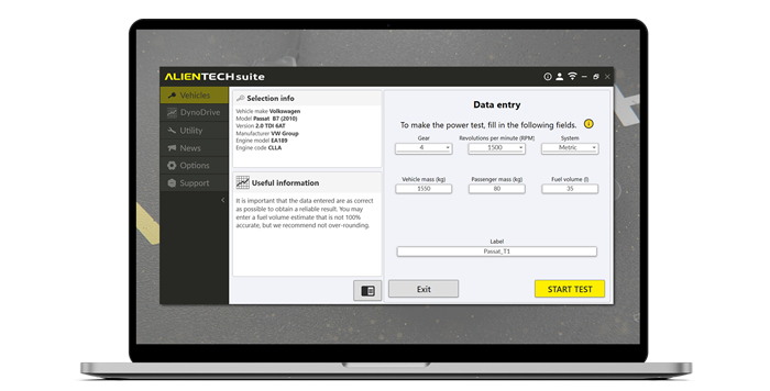 laptop with alientech suite on screen