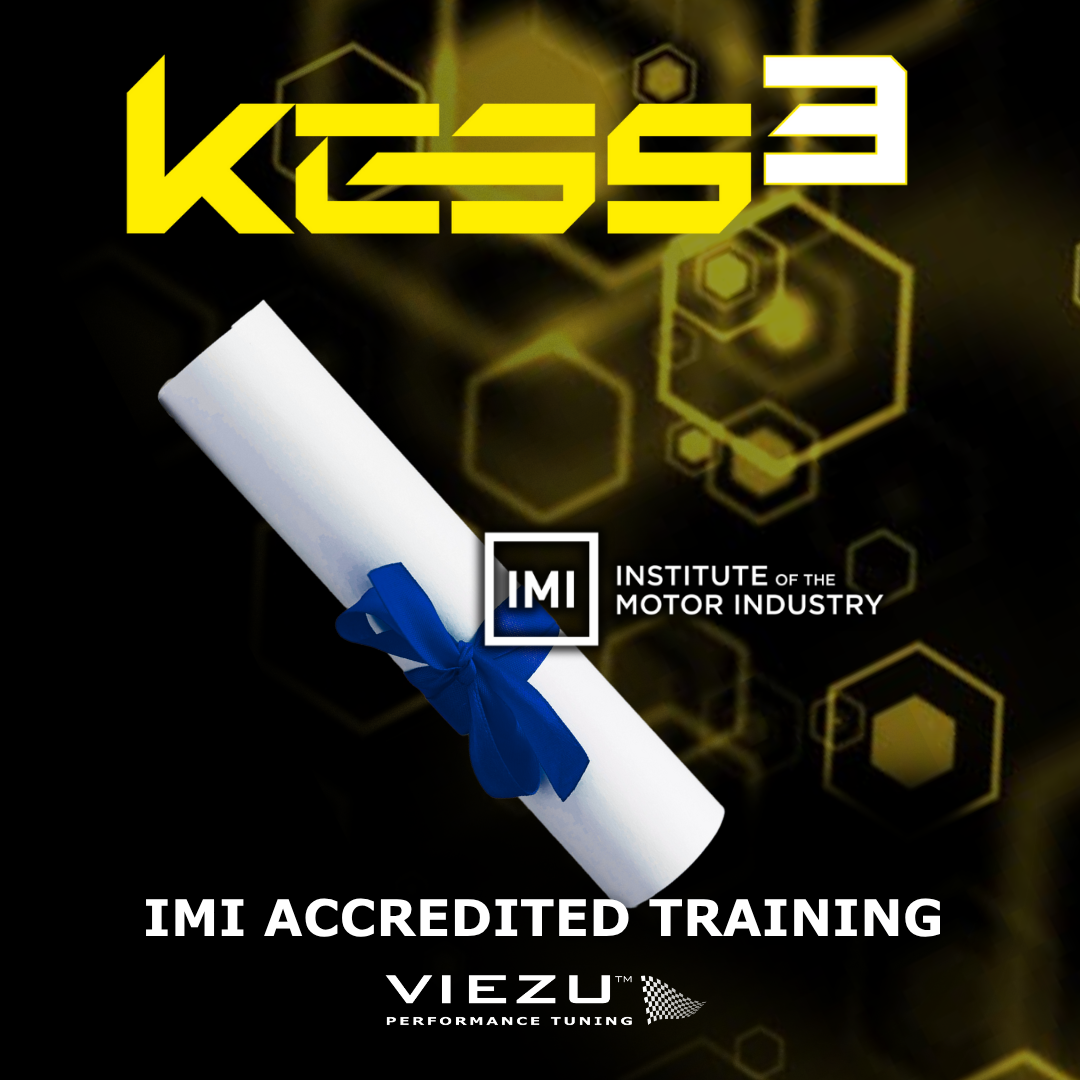 Image of a scroll with blue ribbon showing that VIEZU offer KESS3 IMI (Institute of Motor Industry) accredited for training